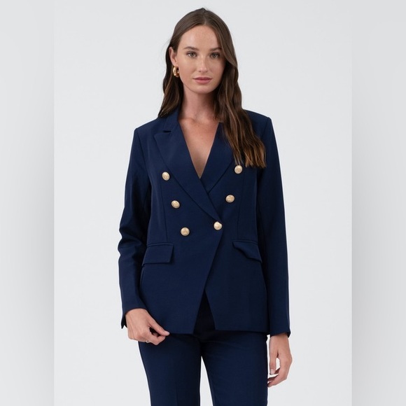 Studio by The Workshop Womens Navy Double Breasted Blazer Gold Buttons NWT Small - Picture 3 of 17